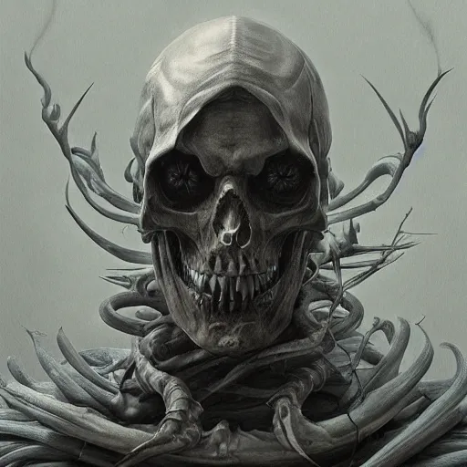 Image similar to death himself, physically accurate, moody dynamic lighting, very very intricate, very very elegant, highly detailed, digital painting, artstation, HR GIGER, Hieronymus Bosch, Francis Bacon, concept art, smooth, very beautiful, sharp focus, illustration, art by artgerm and greg rutkowski and alphonse mucha