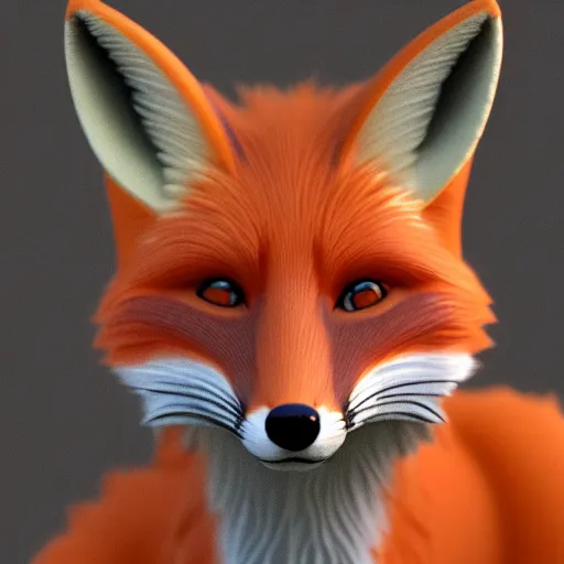 Prompt: a fox, 3 d render, post processing, cinematic lightning