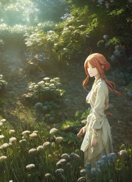 Image similar to a portrait of the emerald herald in the garden, fine details, intricate, tone mapped, ambient lighting, highly detailed, digital painting, concept art, sharp focus, by makoto shinkai and akihiko yoshida and hidari and wlop