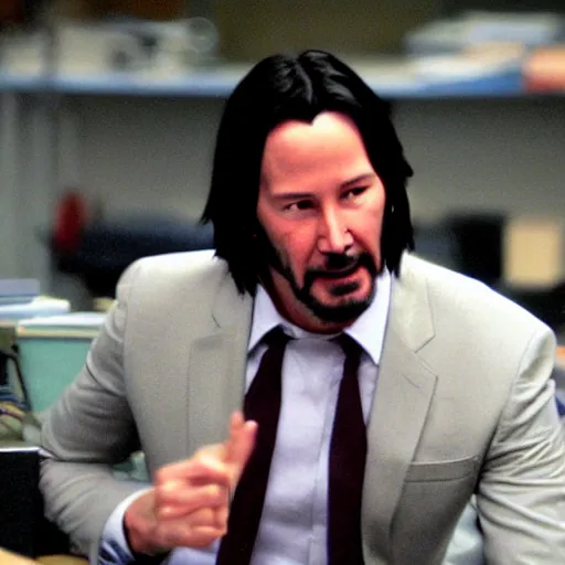 Prompt: Keanu Reeves in the office 4K quality super realistic