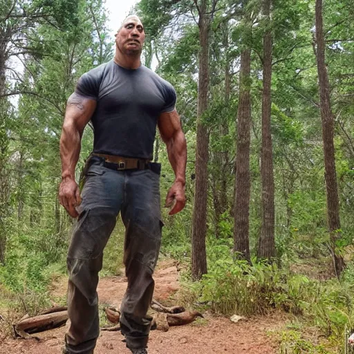 Image similar to stretched dwayne the rock Johnson trail cam