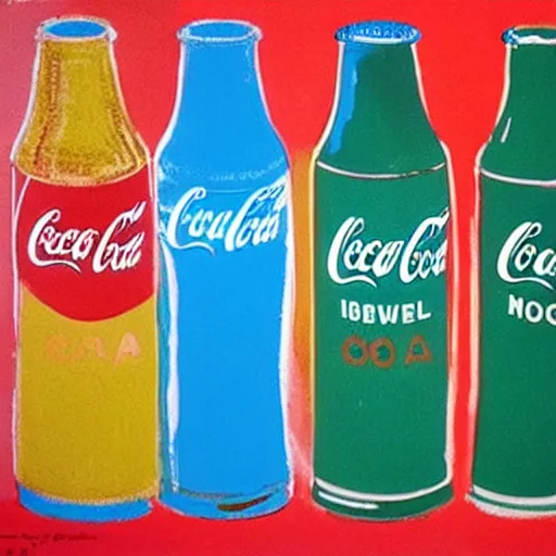 Prompt: coca cola painted by andy warhol