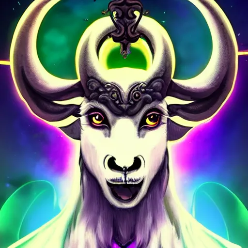 Image similar to Baphomet, streaming on Twitch, goatman streamer, e-boy Baphomet, live chat