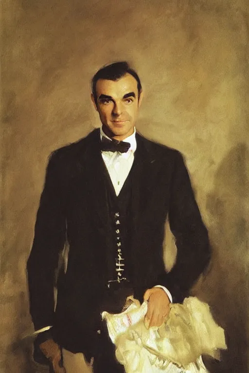 Image similar to “portrait of a young Sean Connery, impeccably dressed, by John singer Sargent”