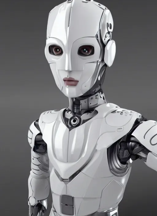 Image similar to portrait of a futuristic blanco ceramic Spanish prince humanoid robot macho guapo with a handsome face and muscular body, trending on cgsociety