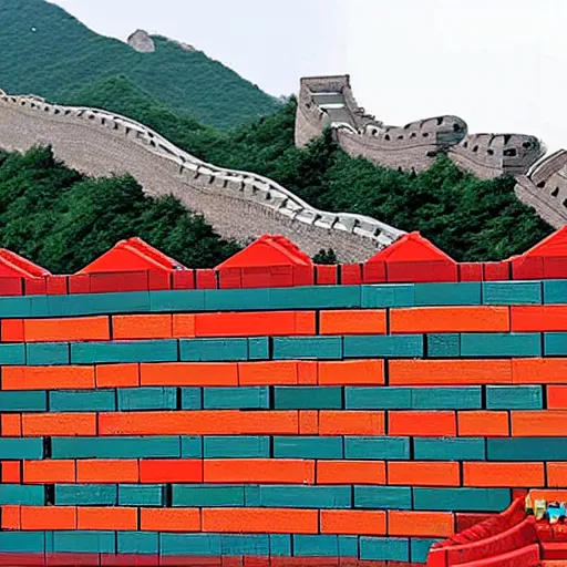 Image similar to Great Wall of china made of Lego bricks