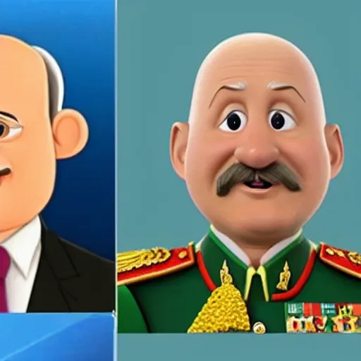 Image similar to alexander lukashenko starring in pixar cartoon.