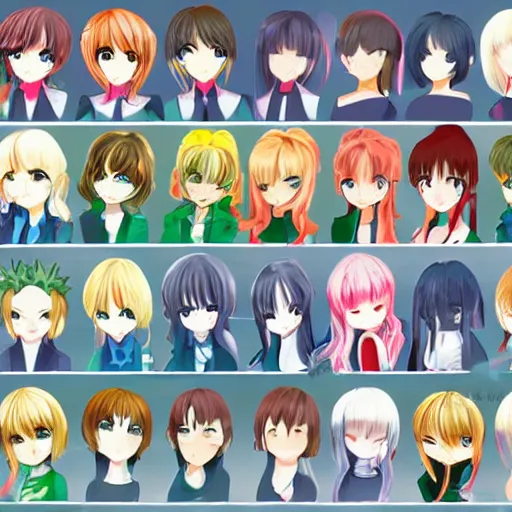 Image similar to visual novel sprites expressive cute anime style