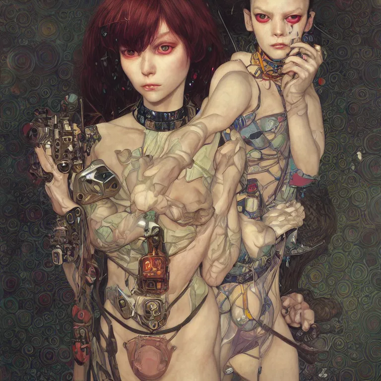 Image similar to portrait of beautiful young goblin, cyberpunk, Warhammer, highly detailed, artstation, illustration, art by Gustav Klimt and Range Murata and Ilya Kuvshinov and Sakimichan