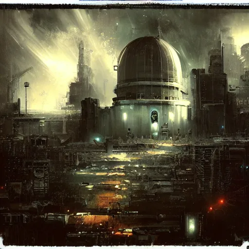 Image similar to the panopticon of total surveillance by raymond swanland, highly detailed, dark tones
