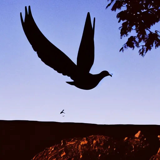 Image similar to silhouette of a human and a dove flying