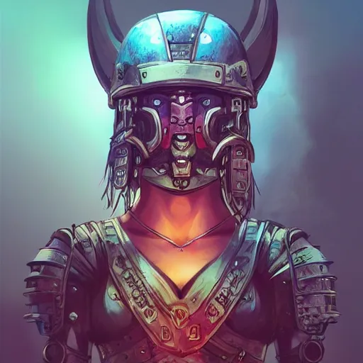 Image similar to cyberpunk viking helmet mask warrior goddess robot ninja fantasy, art gta 5 cover, official fanart behance hd artstation by jesper ejsing, by rhads, makoto shinkai and lois van baarle, ilya kuvshinov, ossdraws