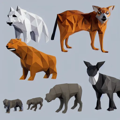 Image similar to low-poly animal 3d model pack