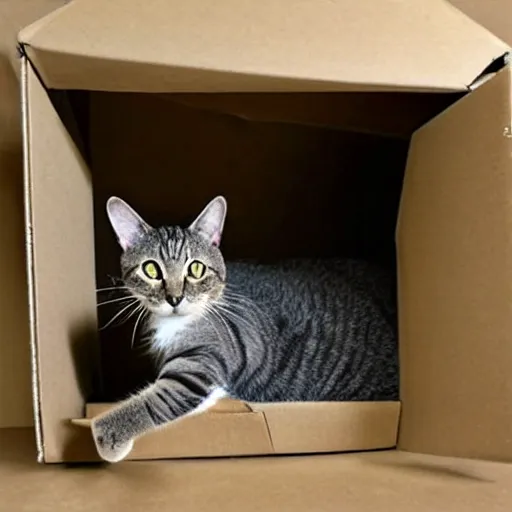 Image similar to cat in a box. hyper realistic.