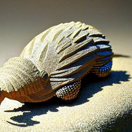 Image similar to A armadillo made of sand, highly detailed, fantasy art