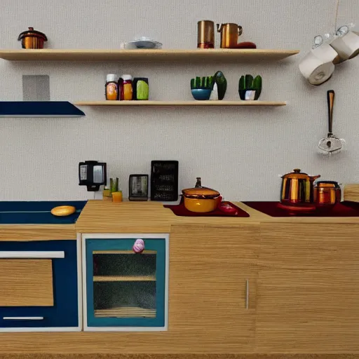 Image similar to A kitchen from an ant's perspective, photorealistic