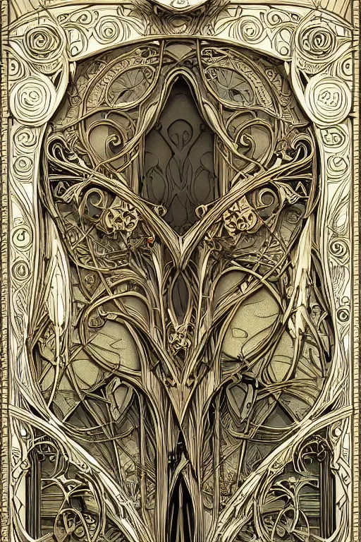 Image similar to an intricate art nouveau frame, only edges, highly detailed, artstation, concept art, matte, sharp focus,