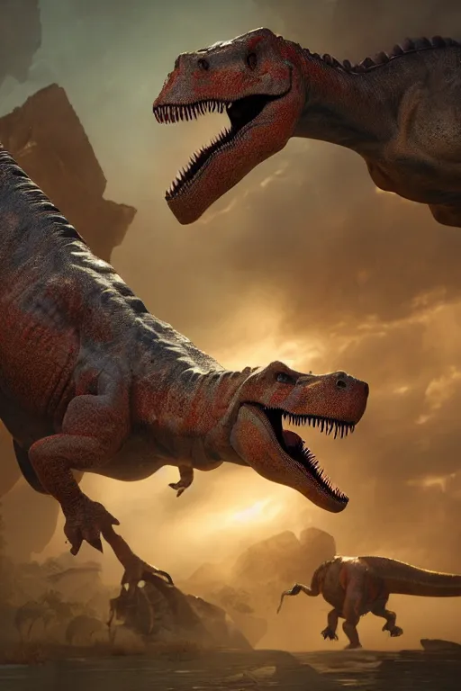 Prompt: dinosaur dance party with pizza, dramatic lighting, cinematic, establishing shot, extremely high detail, foto realistic, cinematic lighting, post processed, concept art, high details, cinematic, 8k resolution, beautiful detailed, photorealistic, digital painting, artstation, concept art, smooth, sharp focus, artstation trending, octane render, unreal engine