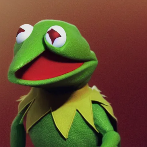 Prompt: a still of kermit the frog in avengers movie, cory volumetric light, detailed, octane render