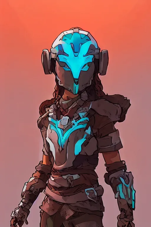 Image similar to combination suit armor aloy horizon forbidden west horizon zero dawn robot ninja mask helmet backpack tribal, art gta 5 comics, official fanart behance hd artstation by jesper ejsing, by rhads, makoto shinkai and lois van baarle, ilya kuvshinov, ossdraws radiating a glowing aura cgi rtx 2 0 2 2