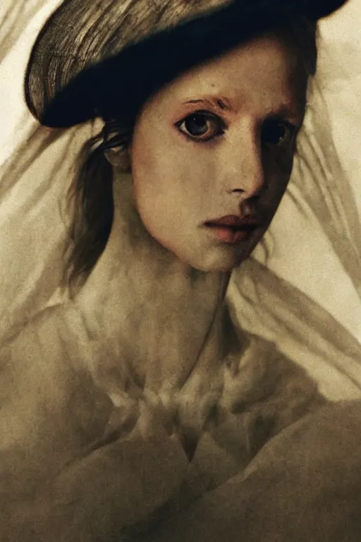 Image similar to hyperrealism close - up fashion portrait by roversi photo from the holy mountain by alejandro jodorowsky in style of francisco goya