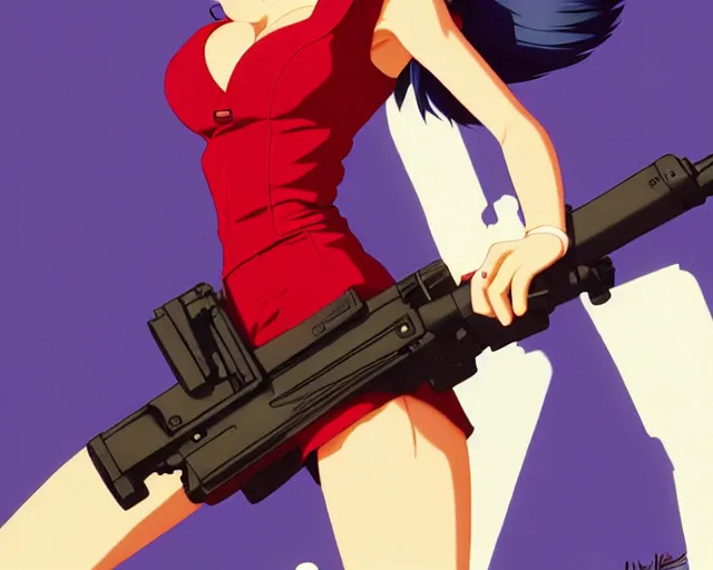 Image similar to faye valentine holding a gun | very very anime!!!, fine - face, audrey plaza, realistic shaded perfect face, fine details. anime. realistic shaded lighting poster by ilya kuvshinov katsuhiro otomo ghost - in - the - cowboy bebop, shell, magali villeneuve, artgerm, jeremy lipkin and michael garmash and rob rey