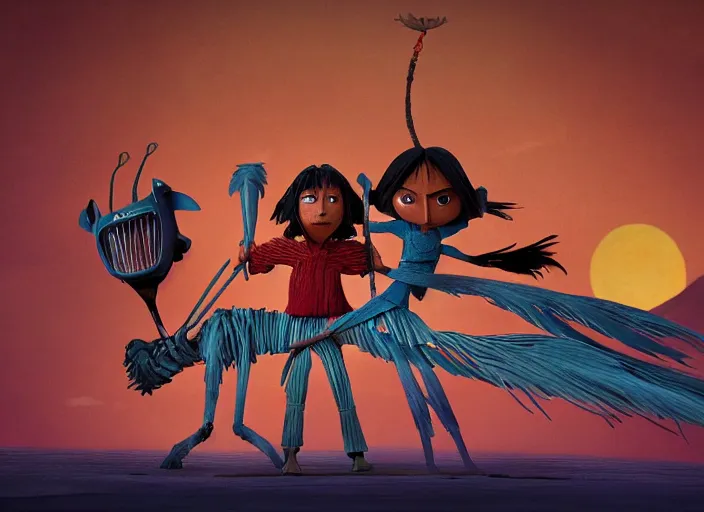 Image similar to A very high resolution image from a new movie, stop motion, Animated film Kubo, Kubo and the Two Strings, directed by wes anderson