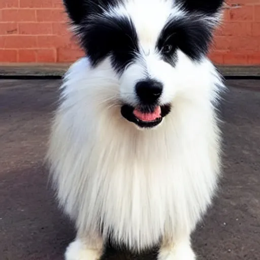 Prompt: photo of fluffy dog with emo haircut