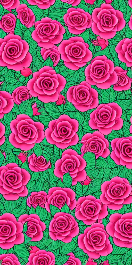 Image similar to seamless pattern of beautiful roses with leaves and throns, colourful, symmetrical, repeating 35mm photography