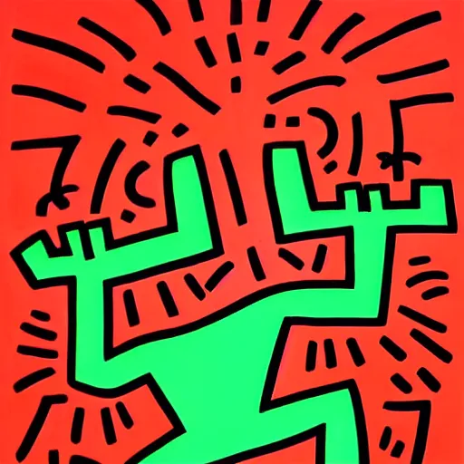 Prompt: battle portrait, high quality in the style of keith haring