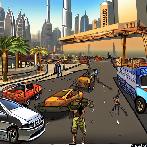 Prompt: gta : dubai, by furaffinity