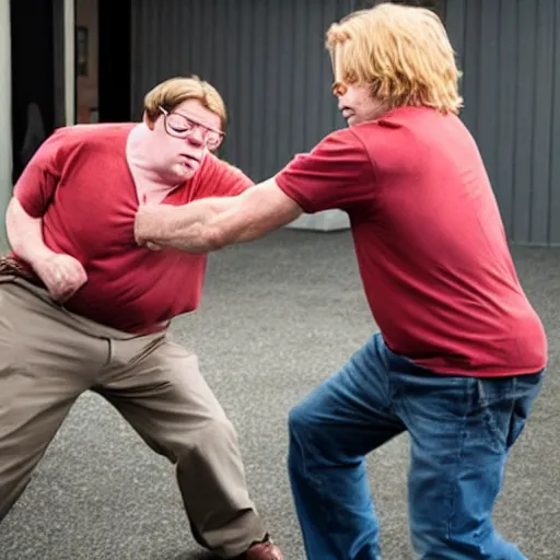 Prompt: a peter griffin fighting william h macy