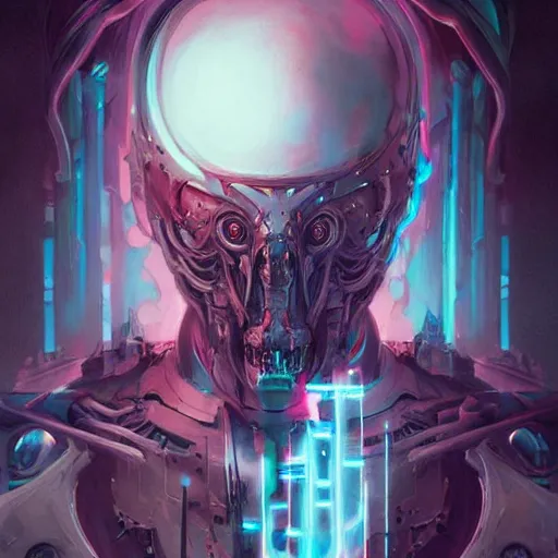 Image similar to portrait of a malevolent cybernetic duke of hell, cyberpunk concept art by pete mohrbacher and artgerm and wlop and greg rutkowski and deathburger, digital art, highly detailed, intricate, sci-fi, sharp focus, Trending on Artstation HQ, deviantart, unreal engine 5, 4K UHD image