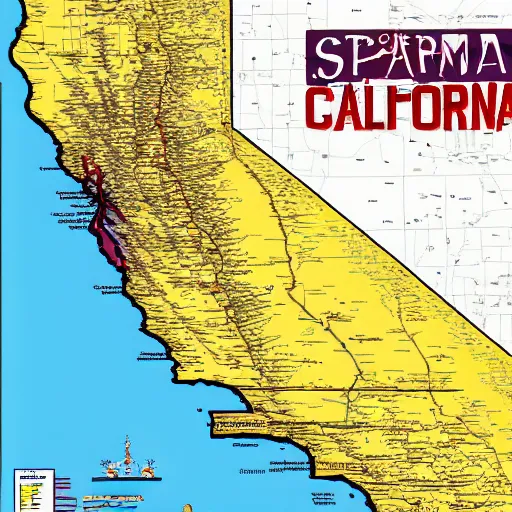 Image similar to map of the state of california with a screaming face