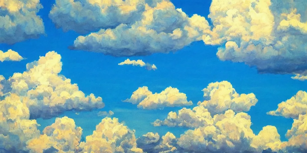 Image similar to fluffy clouds in the sky, blue sky, vivid colors, beautiful, highly detailed