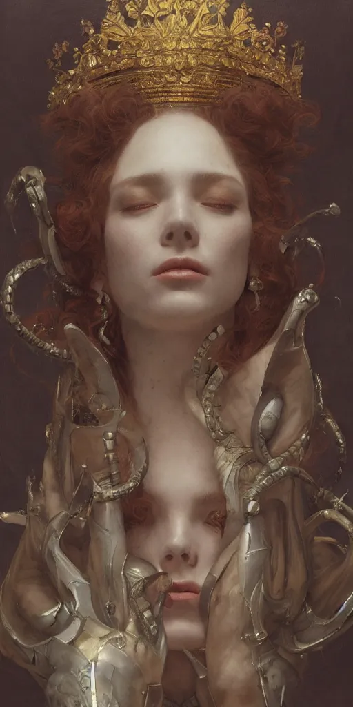 Image similar to queen, masterpiece by Edgar Maxence and Ross Tran and Michael Whelan, 8k, octane render