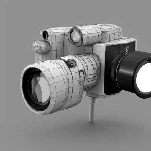 Image similar to a camera design inspired by Star Wars, 3d render concept, realistic