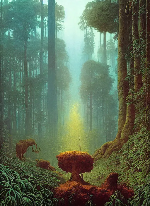 Image similar to hyper realistic end of the weak gorgeous lighting, blue sky, highly detailed, lush forest by zdzisław beksinski and norman rockwell and greg rutkowskiweta studio, and lucasfilm