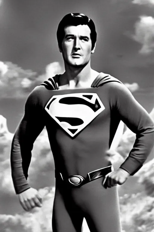 Image similar to rock hudson playing superman in 1 9 7 8, superhero movie