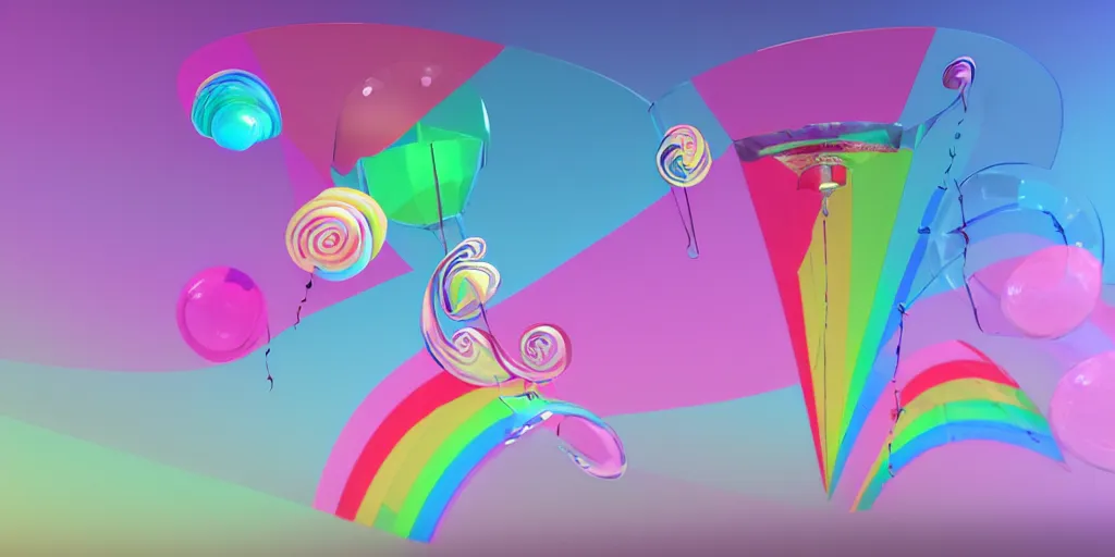 Prompt: intricate curving swirling treble clef staff, complex musical notes, tiny Pink Floyd rainbow prisms, inflatable flying pig balloons in the style of Pink Floyd Animals lp cover, flowing from a glass pyramid prism rendered in Unreal Engine, faded grey muted wash of distant pastel colors, Cryengine, Raytracing, trending on Artstation, Award Winning, in the style of Pink Floyd Dark Side of the Moon
