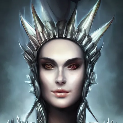 Image similar to portrait of the dragon queen, Dragon in dragon lair, HD, full body dragon concept, flying dragon, Human body with dragon features, beautiful queen, perfect face, ray tracing, 4k realistic 3d rendered portrait, soft shading, soft colors, relaxed colors, hyperdetailed, wide angle lens, fantasy, futuristic horror, armor style of giger