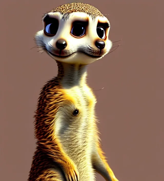Image similar to a cute meerkat in the style of zootopia