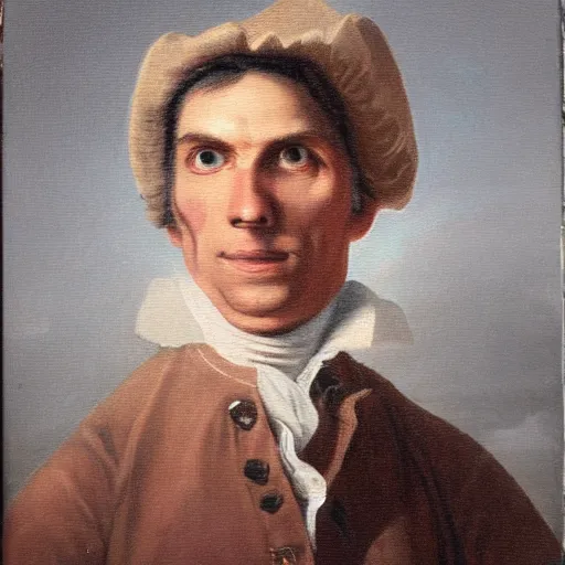 Image similar to An 18th century oil painting of Jerma985, portrait of Jerma985, grainy, realistic, very realistic, hyperrealistic, highly detailed, very detailed, extremely detailed, very neat, very epic, very cool, detailed, trending on artstation
