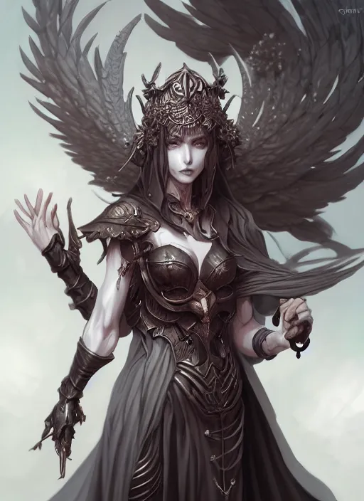 Image similar to goddess of death, highly detailed, artgerm, cushart krenz, zeronis, trending on artstation, soft light, sharp edges, illustration, character design, concept art