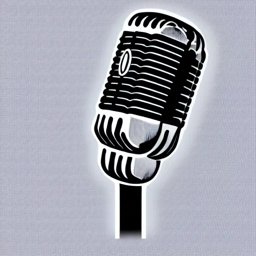 Image similar to iconic vector logo illustration of a microphone line art, bold