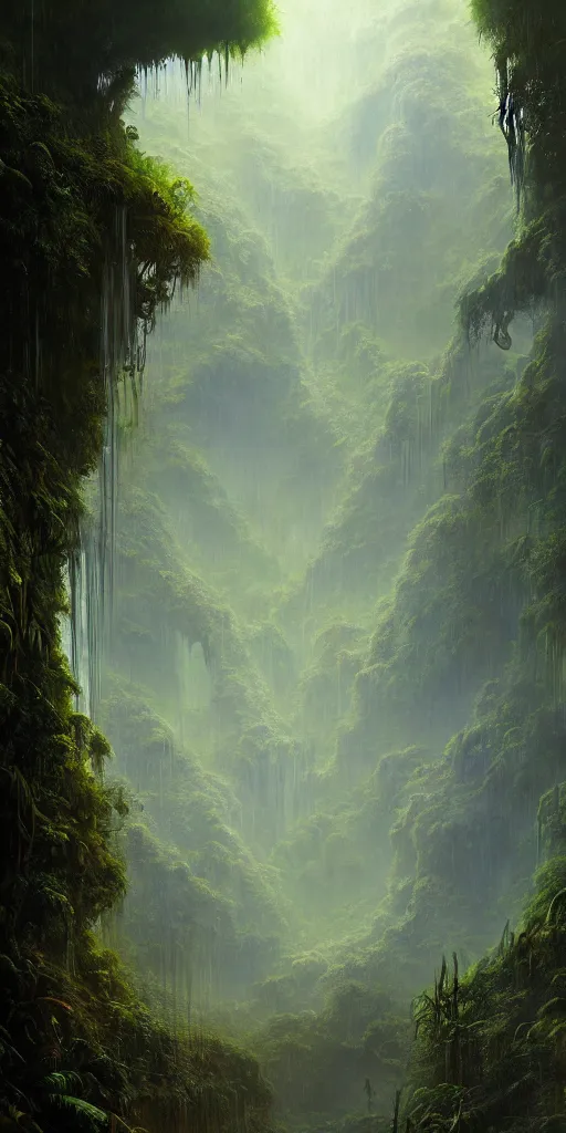 Image similar to a expressive landscape of mayan ancient jungle, artstation, award - winning realistic sci - fi concept art by jim burns and greg rutkowski, beksinski, a realism masterpiece, expressive color palette, james gilleard, bruegel, alphonse mucha, and yoshitaka amano