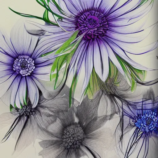 Image similar to a perfect, realistic professional digital sketch of windflowers, by pen and watercolor, by a professional Chinese Korean artist on ArtStation, on high-quality paper