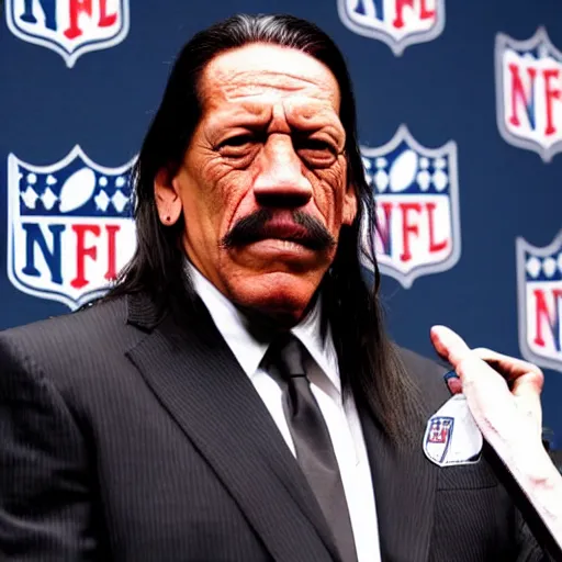 Prompt: Danny Trejo as commissioner of the NFL