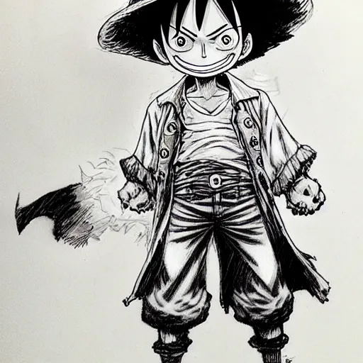 Image similar to luffy by kim jung gi