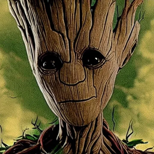 Image similar to groot in stem punk style 4 k detailed super realistic